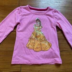 Disney Princess pink long sleeve Beauty and the Beast Belle sequin shirt SIZE 3T
